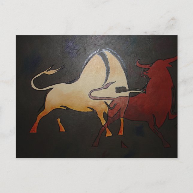 Carte Postale Taureau Taureaux Art Abstrait Animalier (Devant)