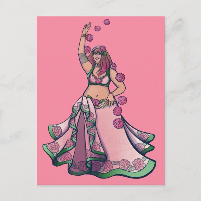 Carte Postale Taurus Belly Danseuse Déesse Zodiac Art (Devant)