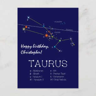 Carte Postale Taurus de constellation zodiaque