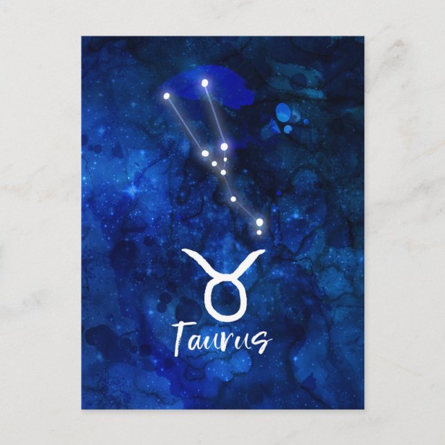 Carte Postale Taurus Zodiac Constellation Bleu Galaxie Céleste (Devant)