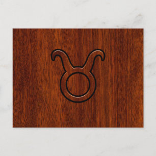 Carte Postale Taurus Zodiac élégant Connexion en acajou comme im