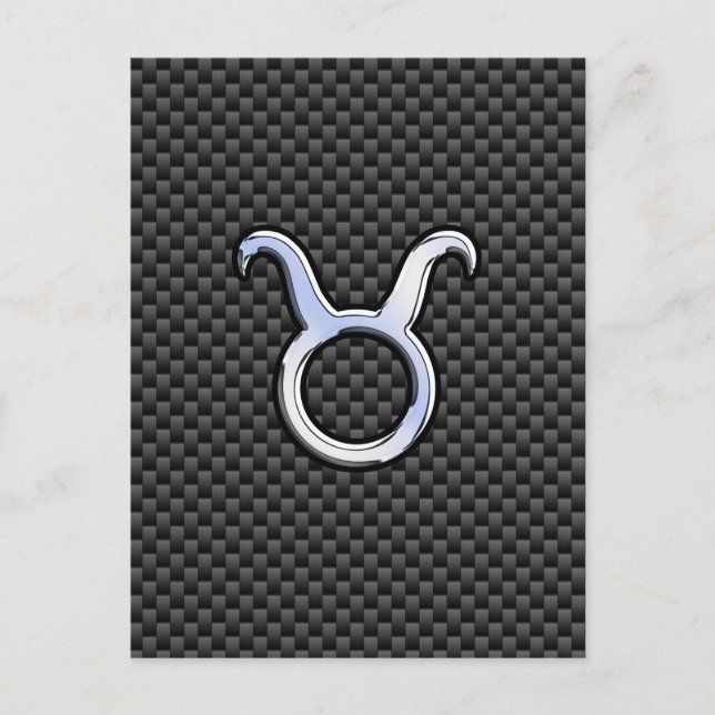 Carte Postale Taurus Zodiac Sign on Black Carbon Fibre Print (Devant)