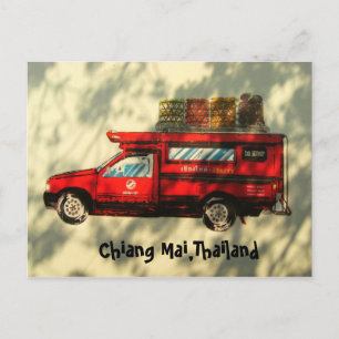 Carte Postale Taxi Rouge À Chiang Mai