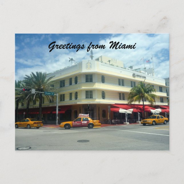 Carte Postale taxis miami deco (Devant)