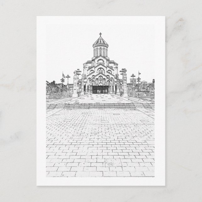 Carte Postale Tbilissi Georgia Cityscape Sameba Architecture (Devant)