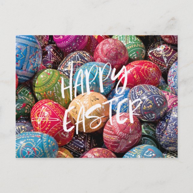 Carte Postale Tchèque Oeufs De Pâques Décorés, Joyeux Pâques (Devant)