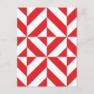 Carte Postale Tchry Red Geometric Deco Cube Pattern