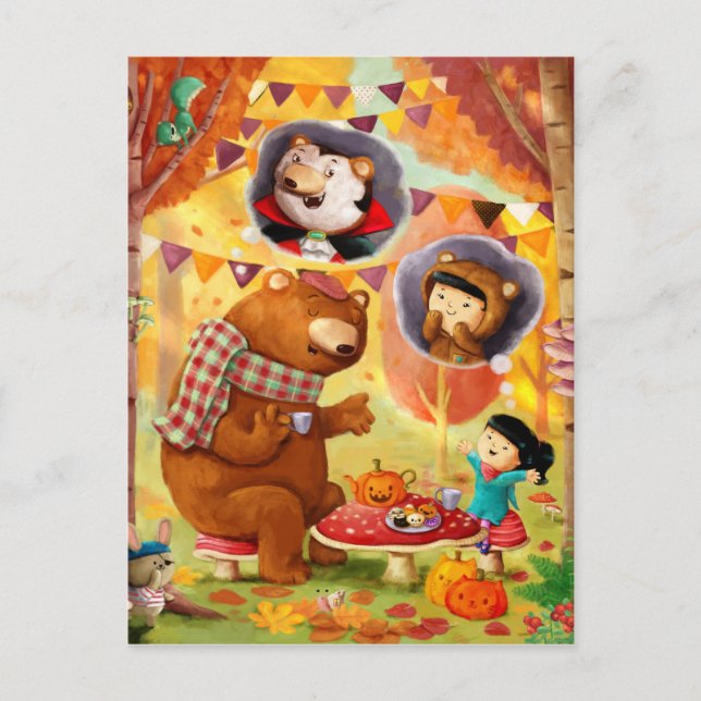 Carte Postale Tea Party d'Halloween (Devant)