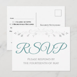 Carte Postale Teal sur Simple Élégant Mariage RSVP