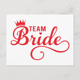 Carte Postale Team Bride, design de texte d'art en rouge pour t-