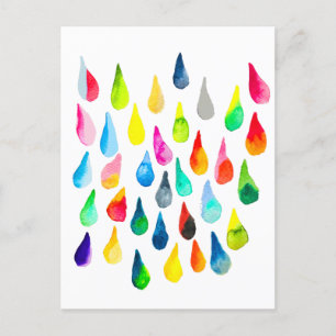 Carte Postale Teardrops watercolor colorful whimsical
