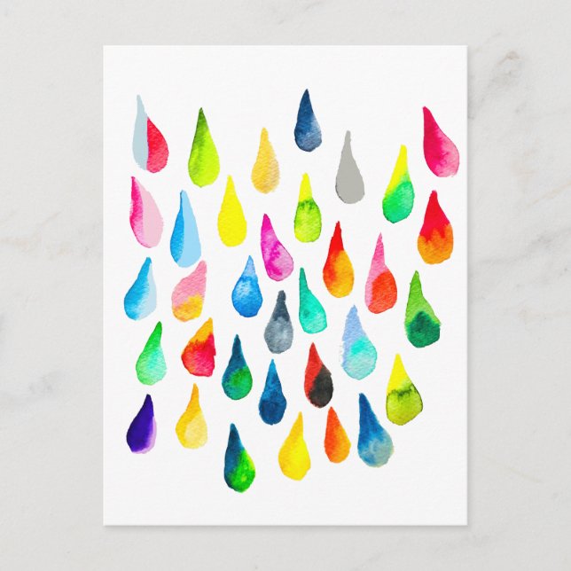 Carte Postale Teardrops watercolor colorful whimsical (Devant)