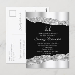 Carte Postale Tears de Glam noir et d'argent Fête d'anniversaire