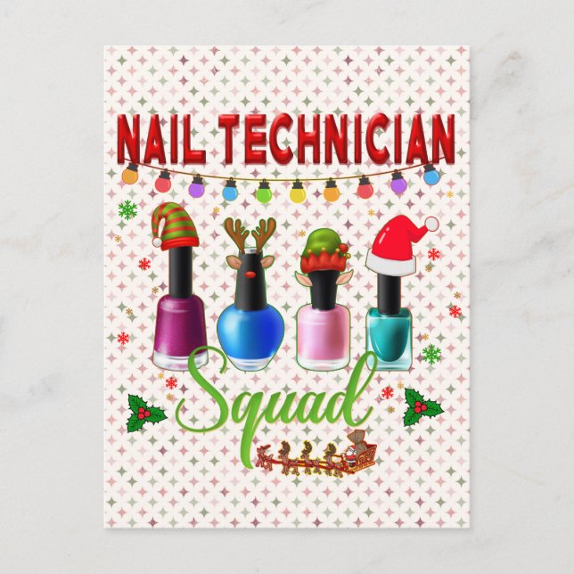 Carte Postale Technicien de clou de Noël Propriétaires du salon  (Devant)