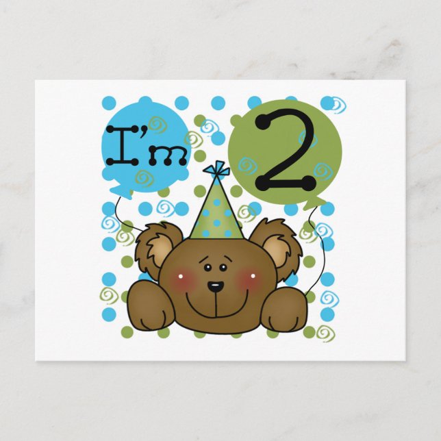 Carte Postale Teddy Bear 2nd Birthday Tshirts et cadeaux (Devant)