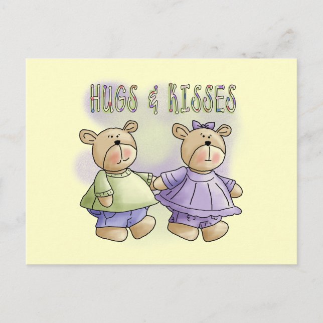 Carte Postale Teddy Bear Hugs and Kisses Tshirts and Gifts (Devant)