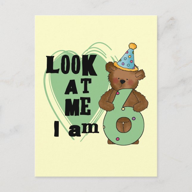 Carte Postale Teddy Bear I'm 6 Anniversaire T-shirts et cadeaux (Devant)