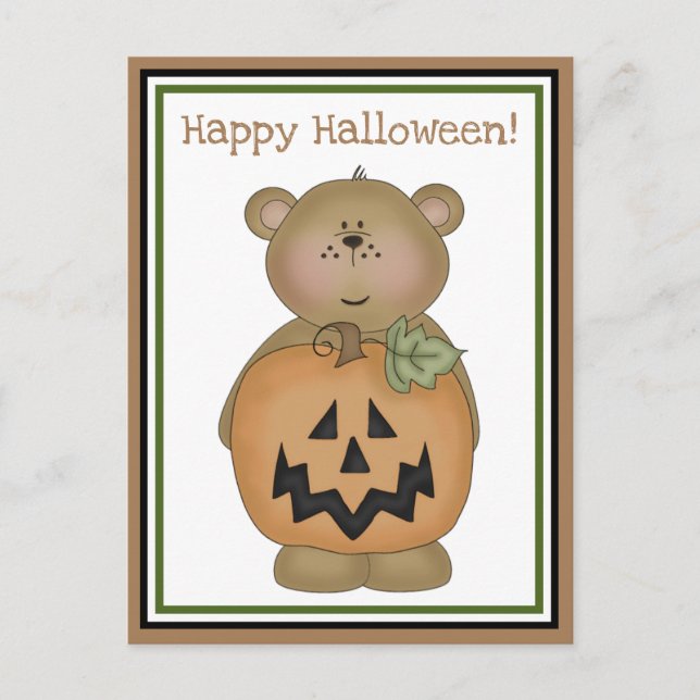 Carte Postale Teddy Bear Jack O'Lantern (Devant)