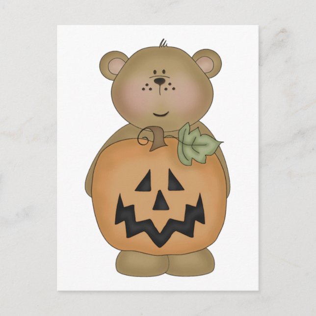 Carte Postale Teddy Bear Jack O'Lantern (Devant)