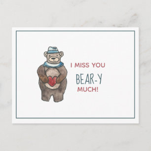 Carte Postale Teddy Bear Vous me manquez de faire attention Vale