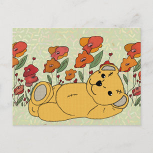 Carte Postale Teddy im Mohnfeld