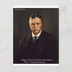 Carte Postale Teddy Roosevelt "Croyez En Moi" Citation Cadeaux/T