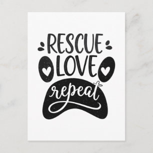 Carte Postale Tee Chien Patte Sauvetage Amour Répéter