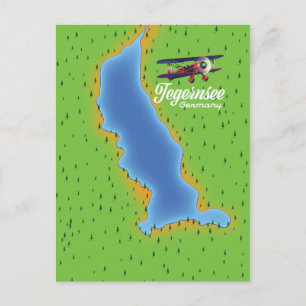 Carte Postale Tegernsee Allemagne Plan du lac vintage