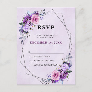 Carte Postale Teintes de lilas violet rose vif Fleurs RSVP