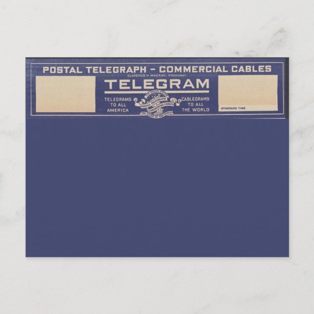Carte Postale Télégramme postal Vintage (Devant)