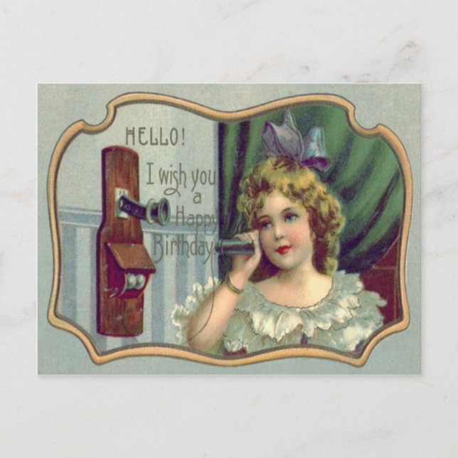 Carte Postale Téléphone de Cute Little Girl (Devant)