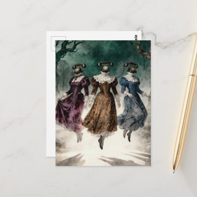 Carte Postale Telephone Ladies Levitating  (Devant/Arrière en situation)