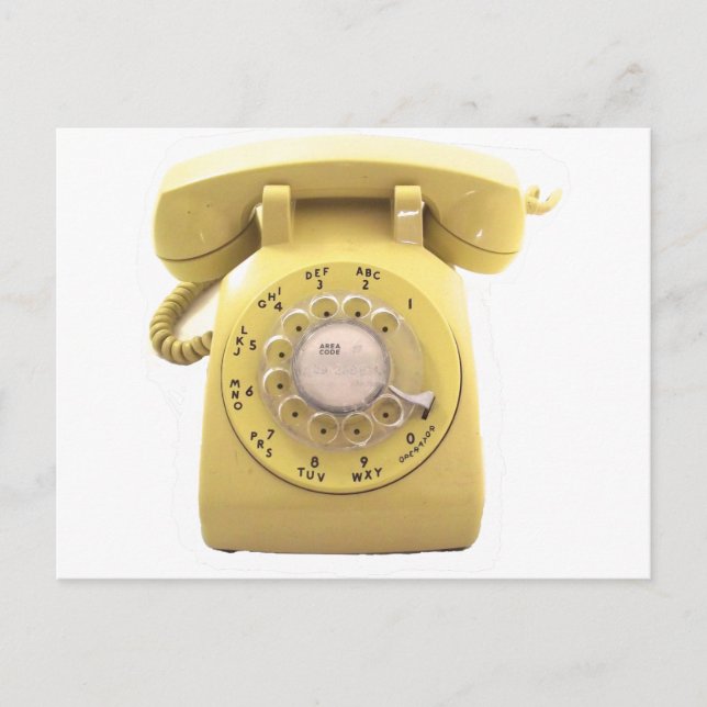 Carte Postale Téléphone Rotary jaune (Devant)