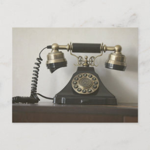 Carte Postale Téléphone rotatif vintage noir laiton