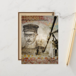 Carte Postale Télescope scientifique de l'inventeur Steampunk de
