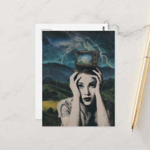 Carte Postale Télévision choquante rétro femme surréaliste
