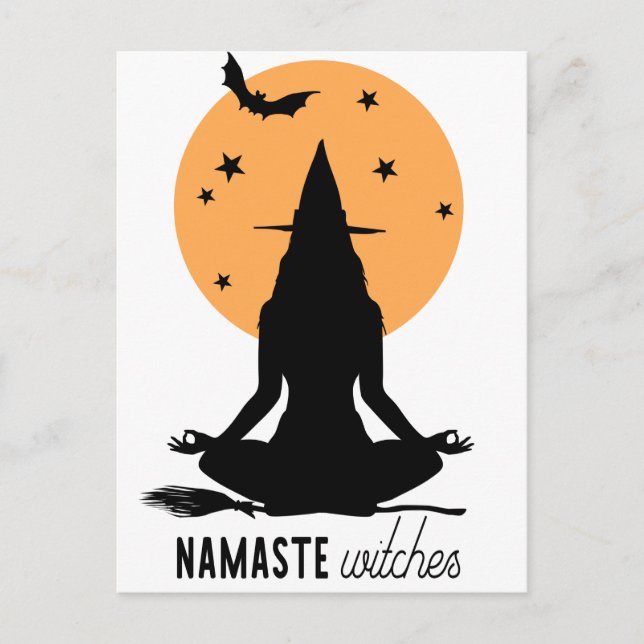 Carte Postale Témoins de yoga d'Halloween contemporain (Devant)