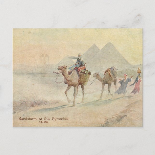 Carte Postale Tempête de sable aux pyramides (Devant)