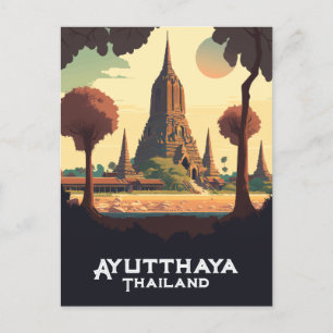Carte Postale Temple Ayutthaya Thaïlande coucher de soleil