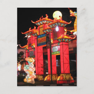 Carte Postale Temple chinois à Singapour la nuit