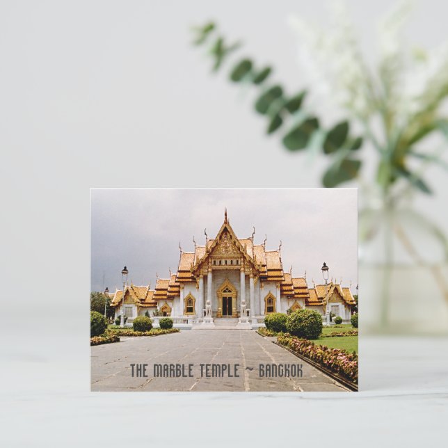 Carte Postale Temple de marbre d'or sur Khmer Lion Bangkok Card (Debout devant)