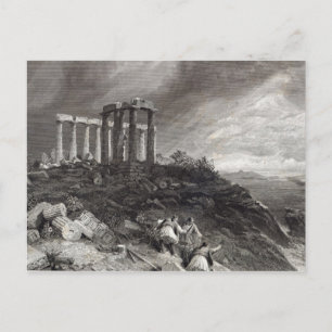 Carte Postale Temple de Minerva Sunium, gravé par J. Saddler