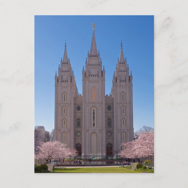 Carte Postale Temple de Salt Lake City au printemps. (Devant)