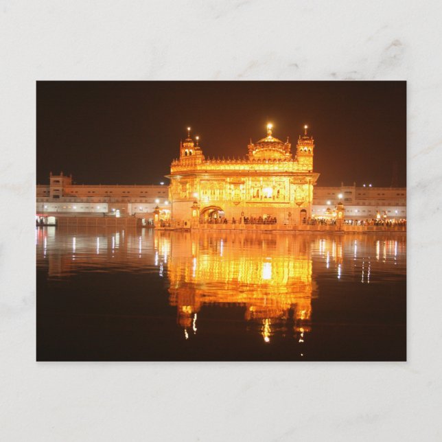 Carte Postale Temple d'or d'Amritsar nord de l'Inde la nuit (Devant)