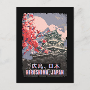 Carte Postale Temple japonais Hiroshima Anime Cherry Blossom