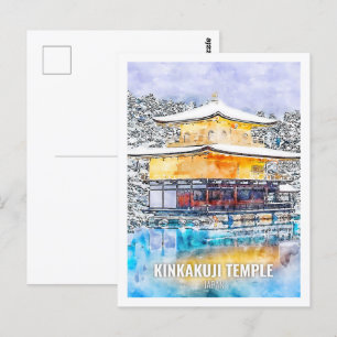 Carte Postale Temple Kinkakuji Japon Aquarelle de voyage