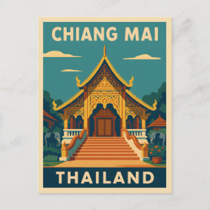 Carte Postale Temple rétro Vintage voyage Chiang Mai Thaïlande