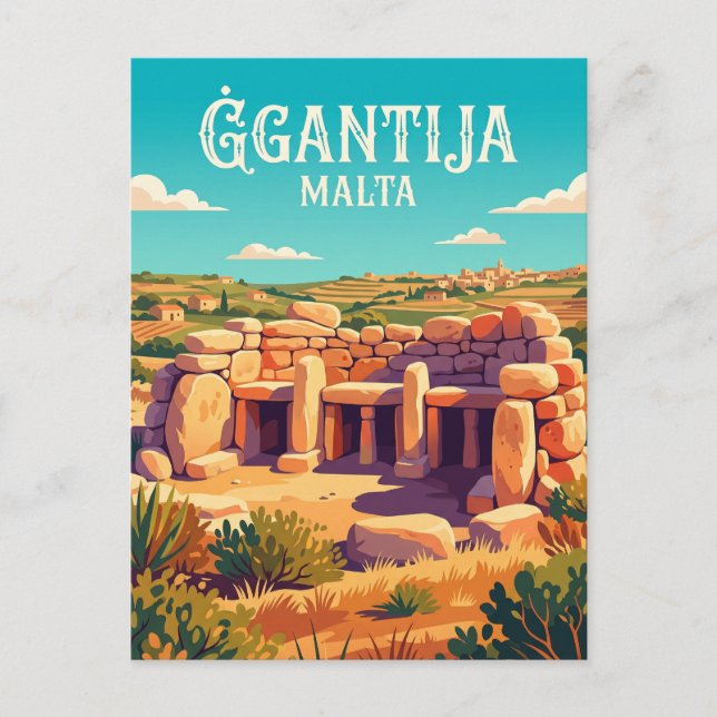 Carte Postale Temples de Ġgantija Malte (Devant)
