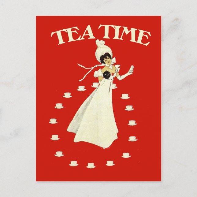 Carte Postale Temps du thé rouge Vintage (Devant)