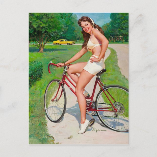 Carte Postale Temps pour un tour - Retro Pin-up Girl (Devant)